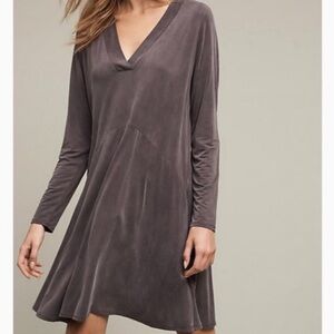 Anthropologie Dolan Cupro Dress Women’s Small Dark Gray Long Sleeve Silky Comfy